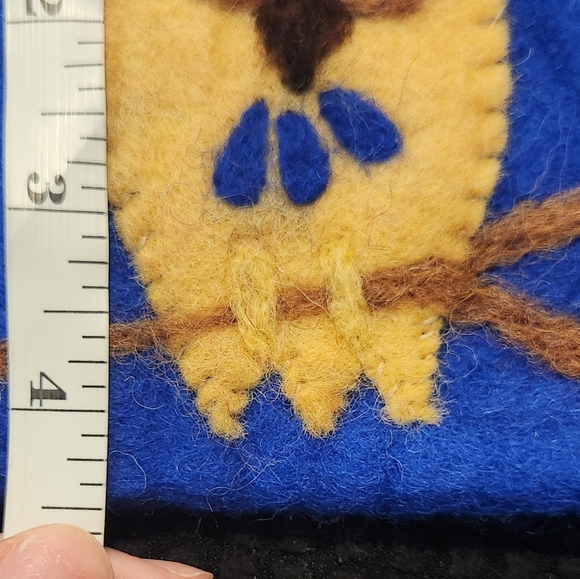 Toni Wool Coin Purse Small Handbag Blue Owl Clutch Bag Patchwork  #O - Picture 6 of 6